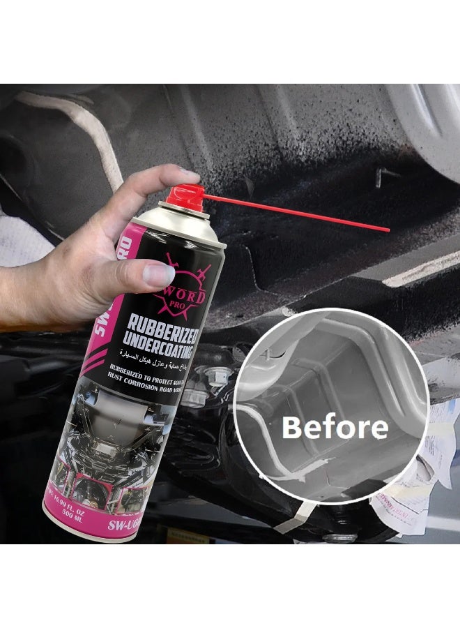 Sword Pro 3 PCS Rubberized Undercoating Spray 500ml Each Anti Rust Anti Corrosion Underbody Coating Waterproof Rubberized Sound Deadening Chassis Floor Wheel Arch Protection Spray For Car SUV Pickup Truck Long Term Use Professional Automotive Vehicle Under - Image 4